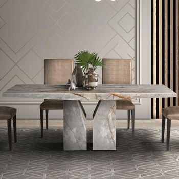 Zenith Dining Table with Marble with Pedestal Base - Sizes Available