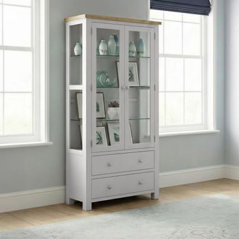 Lundy Grey Painted 2 Door Display Cabinet