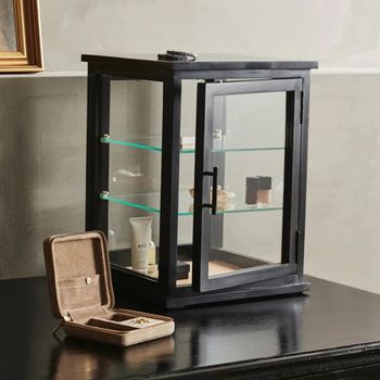 Arno Black Mango Wood 1 Door Display Cabinet
