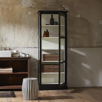 Classic Black Mango Wood 1 Door Display Cabinet