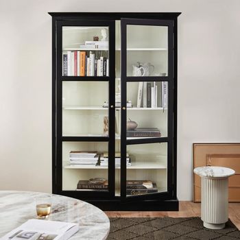 Classic Black Mango Wood 2 Door Display Cabinet