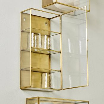 Ada Gold Metal 1 Door Small Wall Display Cabinet