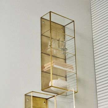 Ada Wall Gold Metal 1 Door Display Cabinet