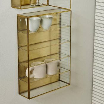 Ada Wall Gold Metal 1 Door Tall Display Cabinet