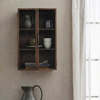 Nango Dark Brown Mango Wood Wall 2 Door Cabinet