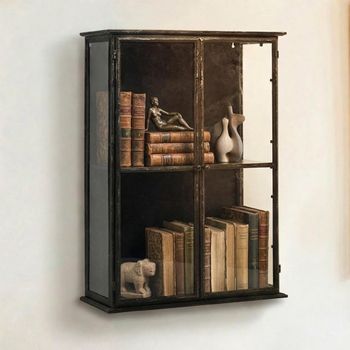 Downtown Wall Black Glass 2 Door Display Cabinet