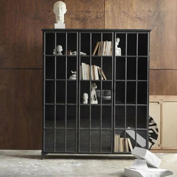 Downtown Black 3 Door Display Cabinet