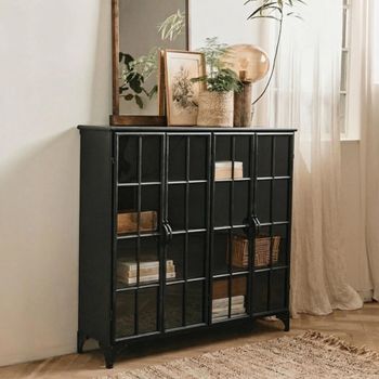Downtown Black 4 Door Display Cabinet