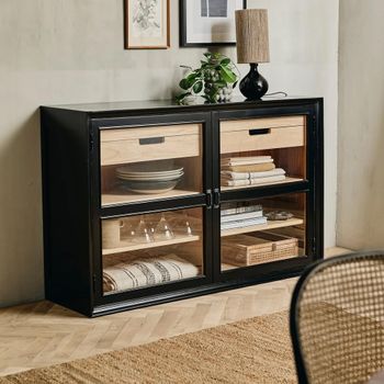 Viva Black Low 2 Door 4 Drawer Cabinet
