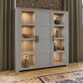 Bohol Grey 3 Door Large Display Cabinet