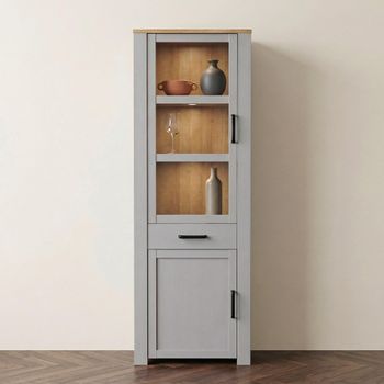 Bohol Grey 2 Door 1 Drawer Narrow Display Cabinet