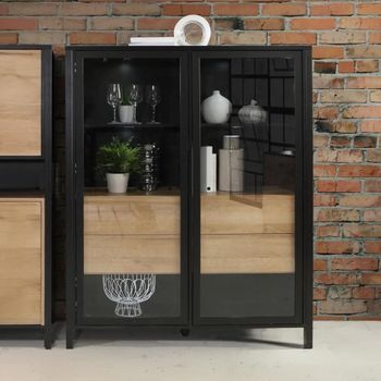High Rock Black 2 Door Display Cabinet
