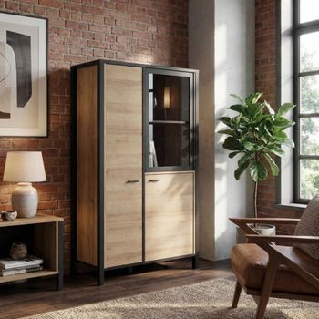High Rock Oak 2 Door Display Cabinet