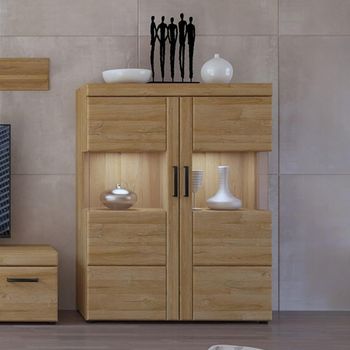 Cortina Oak 2 Door Display Cabinet