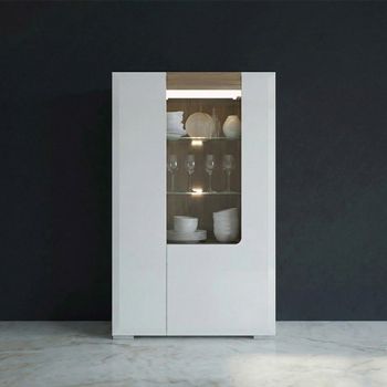 Toronto White Gloss 2 Door Low Glazed Display Cabinet