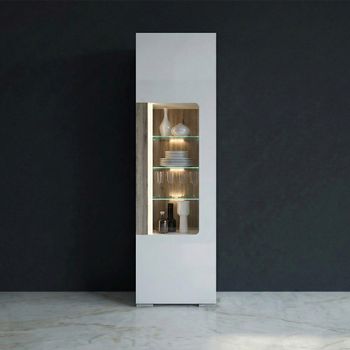 Toronto White Gloss Narrow Glazed Display Cabinet