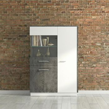 Zingaro Grey and White 2 Door LHF Low Display Cabinet