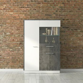 Zingaro Grey and White 2 Door RHF Low Display Cabinet