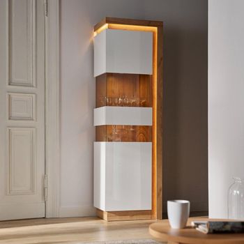 Lyon Oak 1 Door Narrow Lhd Display Cabinet