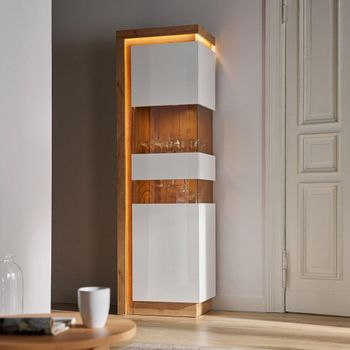 Lyon Oak 1 Door Narrow Rhd Display Cabinet