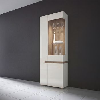 Chelsea White Gloss 2 Door Tall Lhd Display Cabinet