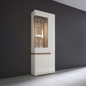 Chelsea White Gloss 2 Door Tall Rhd Display Cabinet