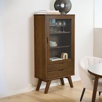 A-Line Smoked Oak 2 Drawer Display Cabinet