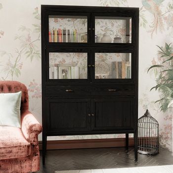 Elmhurst Black 6 Door 2 Drawer Display Cabinet