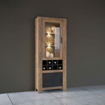 Rapallo Oak 2 Door Wine Rack Display Cabinet
