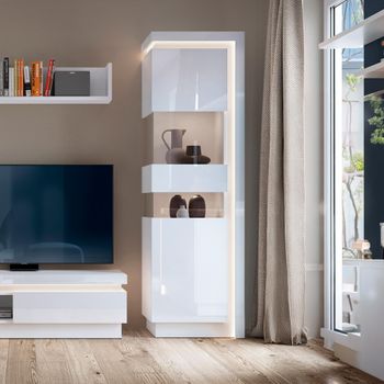 Lyon White Gloss 1 Door Narrow Lhd Display Cabinet
