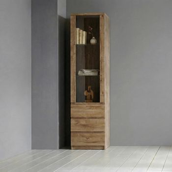 Fribo Oak 1 Door Narrow Glazed Display Cabinet