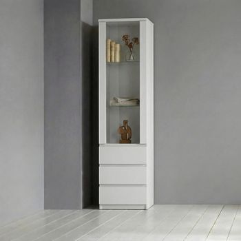 Fribo White 1 Door Narrow Glazed Display Cabinet
