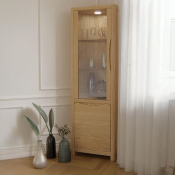 Stockholm Oak 1 Door Corner Display Cabinet