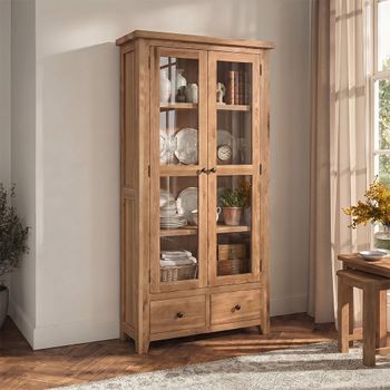Appleby Oak 2 Door 2 Drawer Glazed Display Cabinet