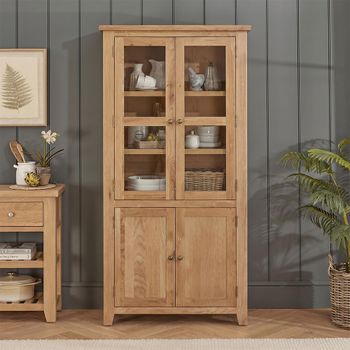 Appleby Petite Oak 4 Door Glazed Display Cabinet