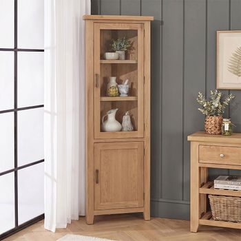 Hampshire Oak Corner Display Cabinet