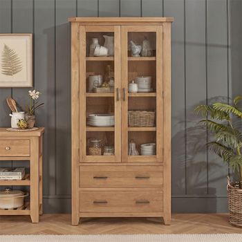 Hampshire Oak 2 Door Display Cabinet
