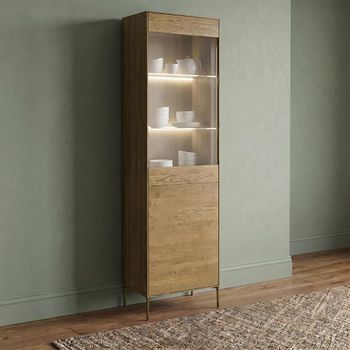 Helga Oiled Oak 1 Door Display Cabinet - Sizes Available