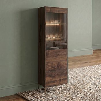 Helga 2 Door Oiled Walnut Display Cabinet - Sizes Available