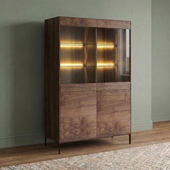 Helga 4 Door Oiled Walnut Display Cabinet - Sizes Available