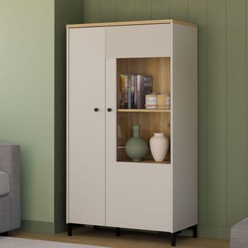 Bixbite Light Oak and Sand 2 Door Fluted Display Cabinet