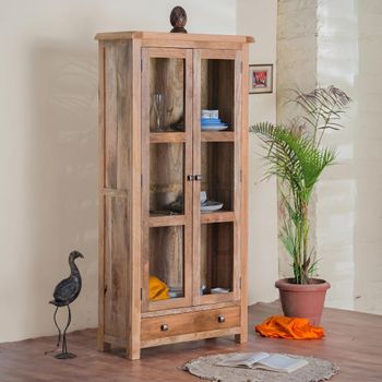 Odisha Solid Mango Wood 2 Door Display Cabinet