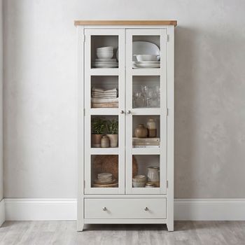 Melbourne White and Wood 2 Door Glazed Display Cabinet