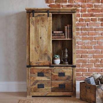 Jupiter Ironworks Industrial Style Wooden Display Cabinet