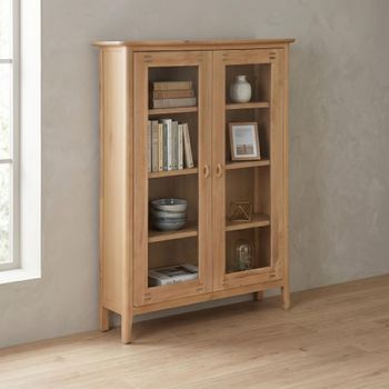 Cotswold Oak Glazed Natural 2 Door Low Display Cabinet