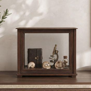 Unique One of a Kind - Rustic Brown Glass and Wood 1 Door Countertop Display Cabinet