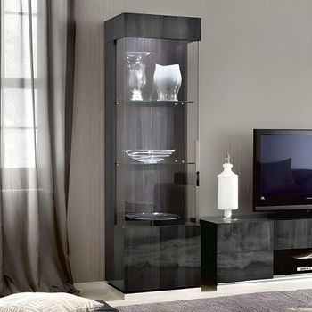 Montecarlo Italian Grey Koto High Gloss 1 Door Left Display Cabinet