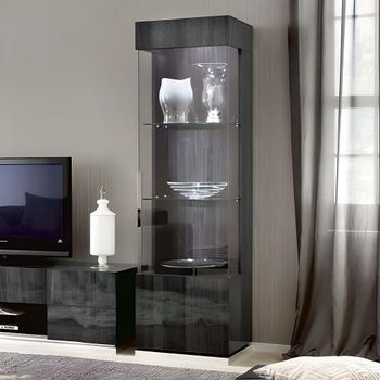 Montecarlo Italian Grey Koto High Gloss 1 Door Right Display Cabinet