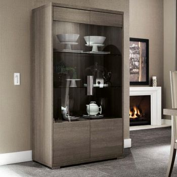Tivoli Italian Grey Wood 2 Door Display Cabinet