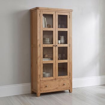 Melbourne Country Oak Display Cabinet - 2 Door - 1 Drawer - Rustic